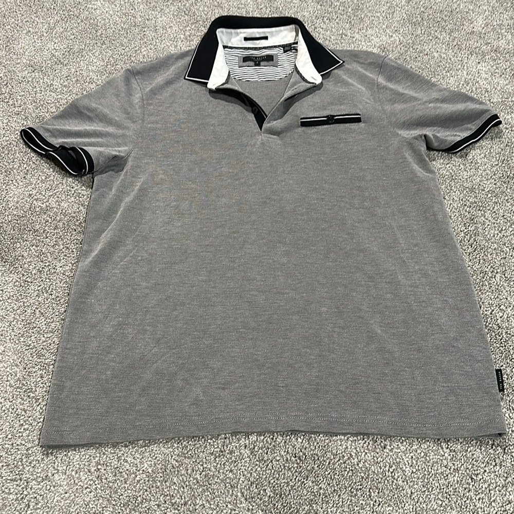 Ted Baker Gray and Black short sleeve polo size‎ 4